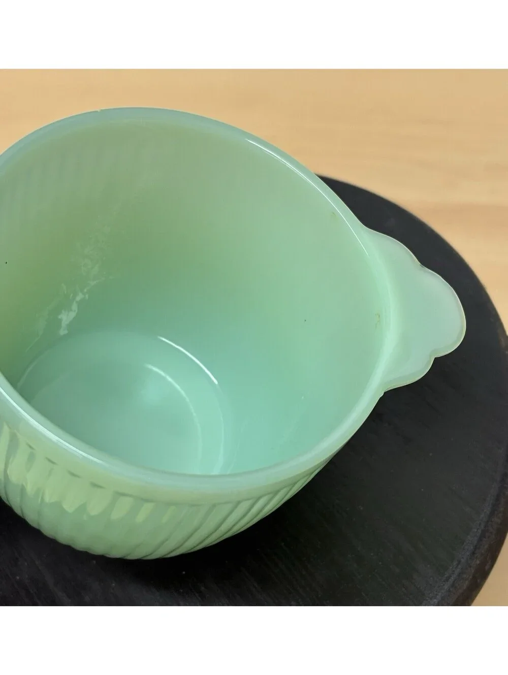 Fire King Jadeite Ribbed Jane Ray Sugar Bowl (No Lid) Anchor Hocking Green Glass